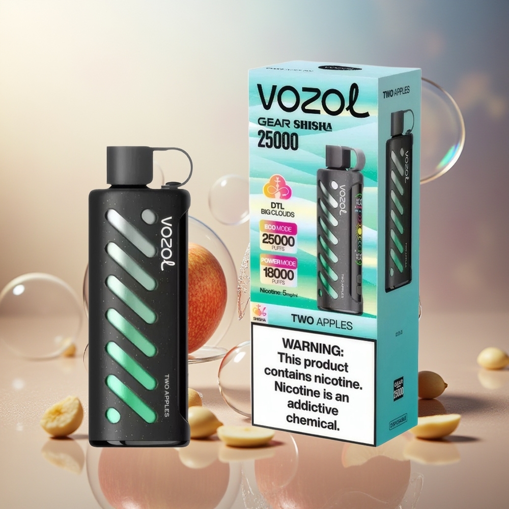 Partihandel Sverige VOZOL Gear Shisha 25000 Puffs Två Äpplen S.i.L.C Tech 1000mAh