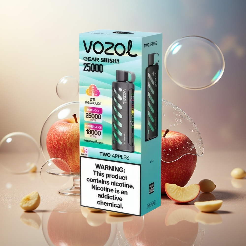Partihandel Sverige VOZOL Gear Shisha 25000 Puffs Två Äpplen S.i.L.C Tech 1000mAh