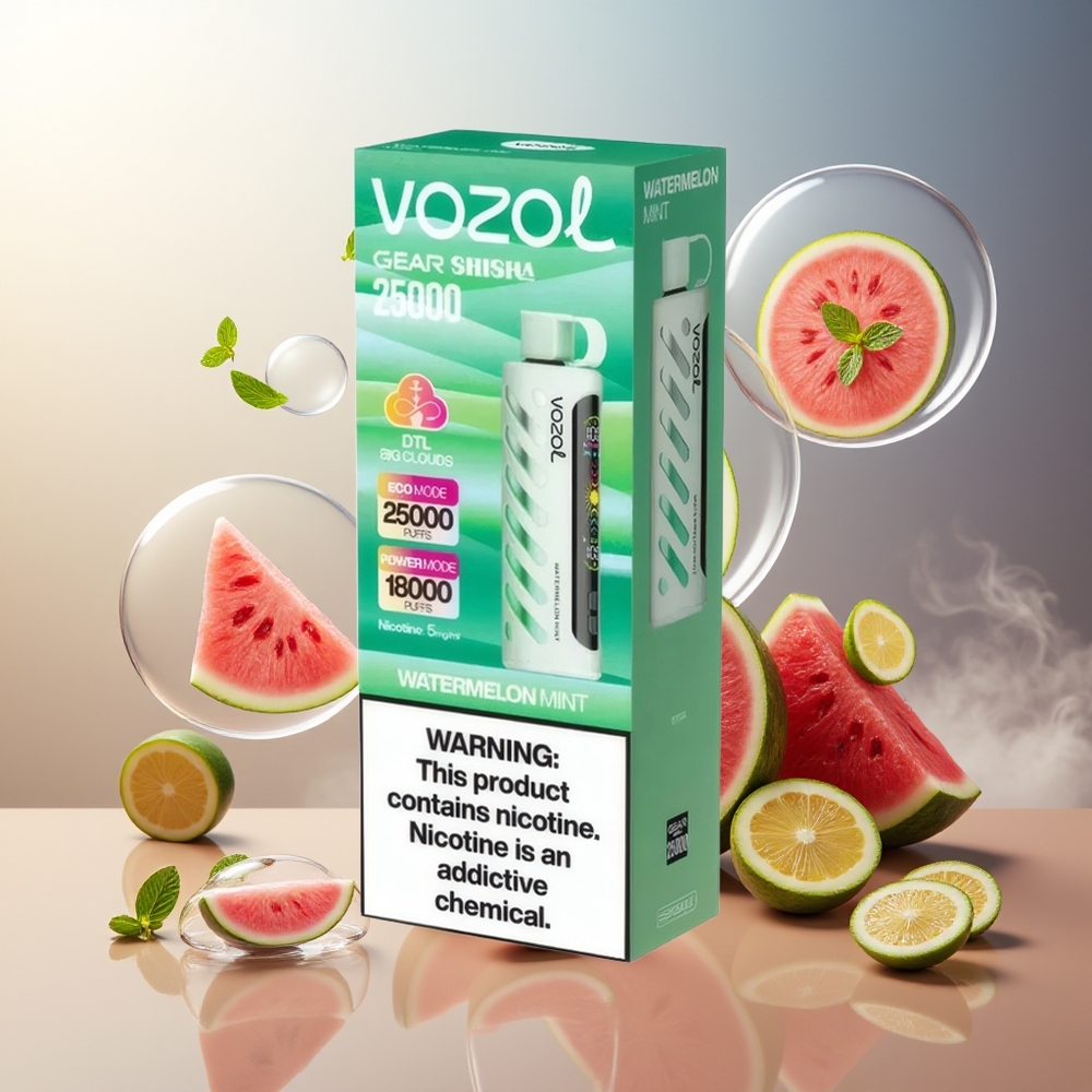 Partihandel Sverige VOZOL Gear Shisha 25000 Puffs Vattenmelån Mint S.i.L.C Tech Dual Mesh