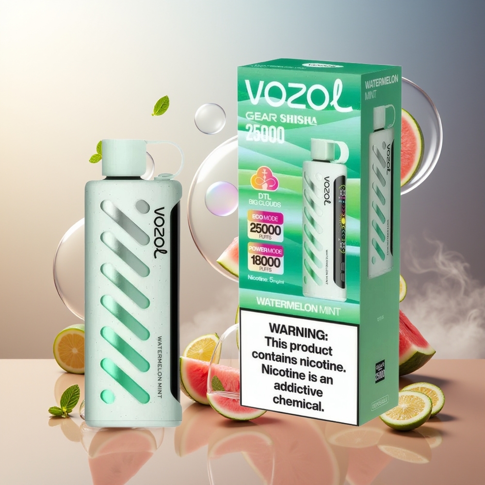 Partihandel Sverige VOZOL Gear Shisha 25000 Puffs Vattenmelån Mint S.i.L.C Tech Dual Mesh