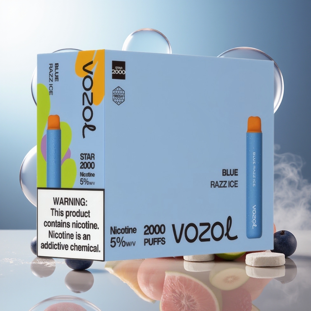 Partihandel Sverige VOZOL STAR 2000 Engångs Vape Blå Hallon Is 2000 puffar 800mAh