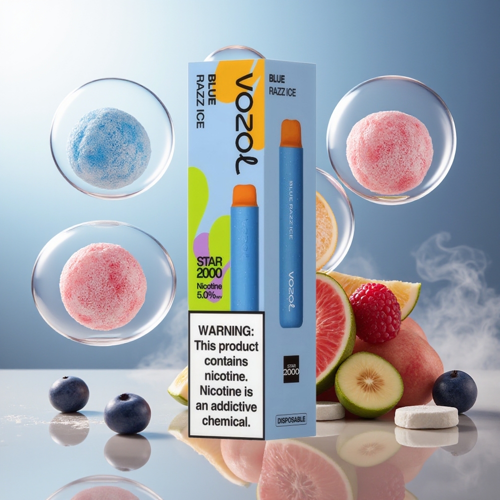 Partihandel Sverige VOZOL STAR 2000 Engångs Vape Blå Hallon Is 2000 puffar 800mAh
