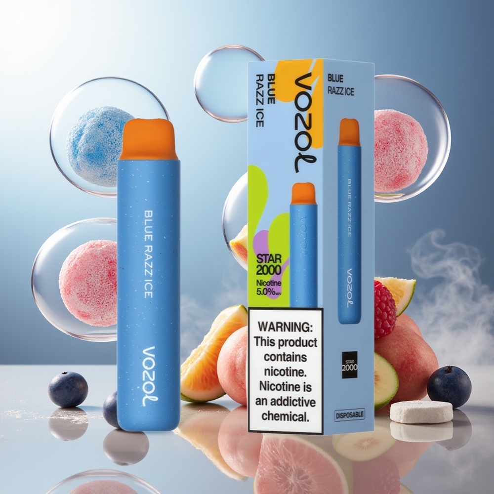 Partihandel Sverige VOZOL STAR 2000 Engångs Vape Blå Hallon Is 2000 puffar 800mAh