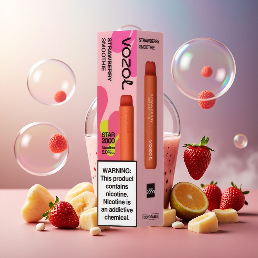 Partihandel Sverige VOZOL STAR 2000 Engångs Vape Jordgubb Smoothie 800mAh 2000 Puffar