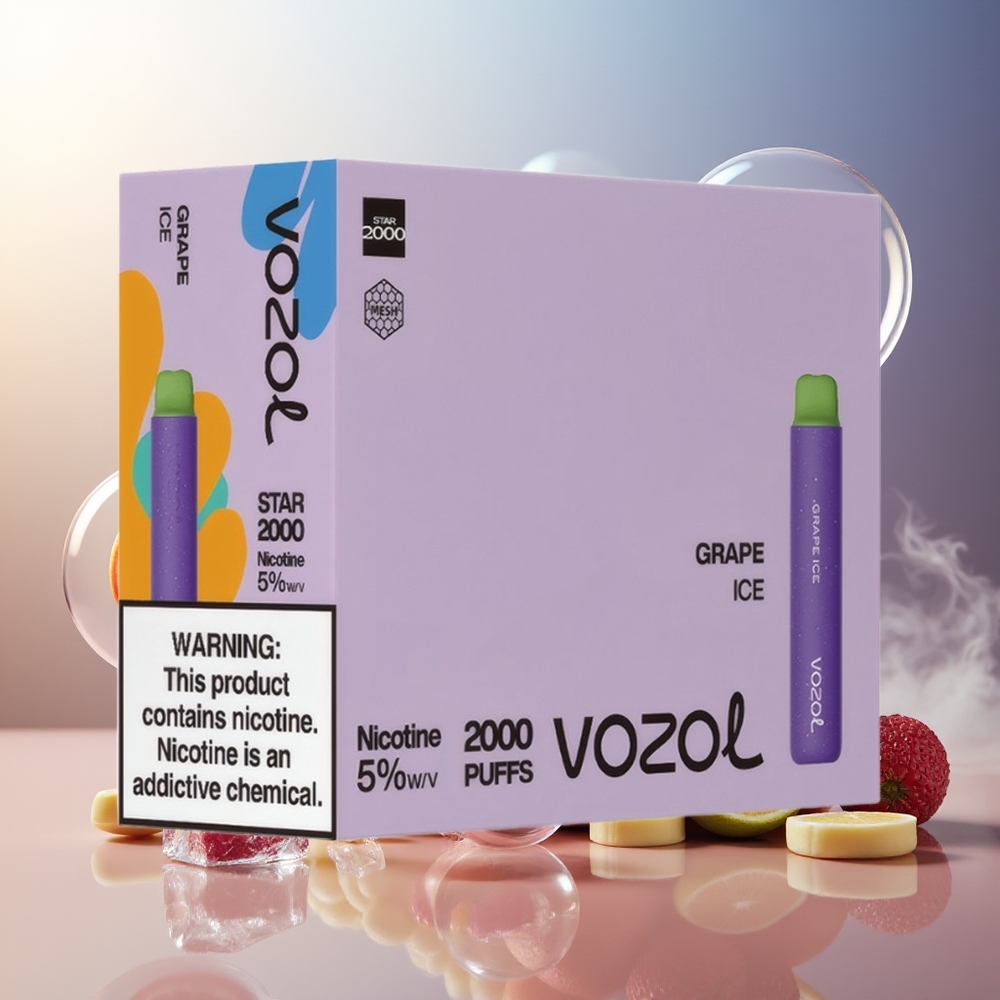 Partihandel Sverige VOZOL STAR 2000 Enkelanvänd Vape Druvis Is 2000 puffar Mjuk munstycke