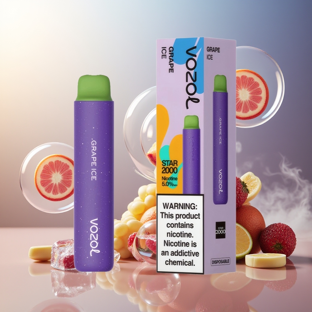 Partihandel Sverige VOZOL STAR 2000 Enkelanvänd Vape Druvis Is 2000 puffar Mjuk munstycke