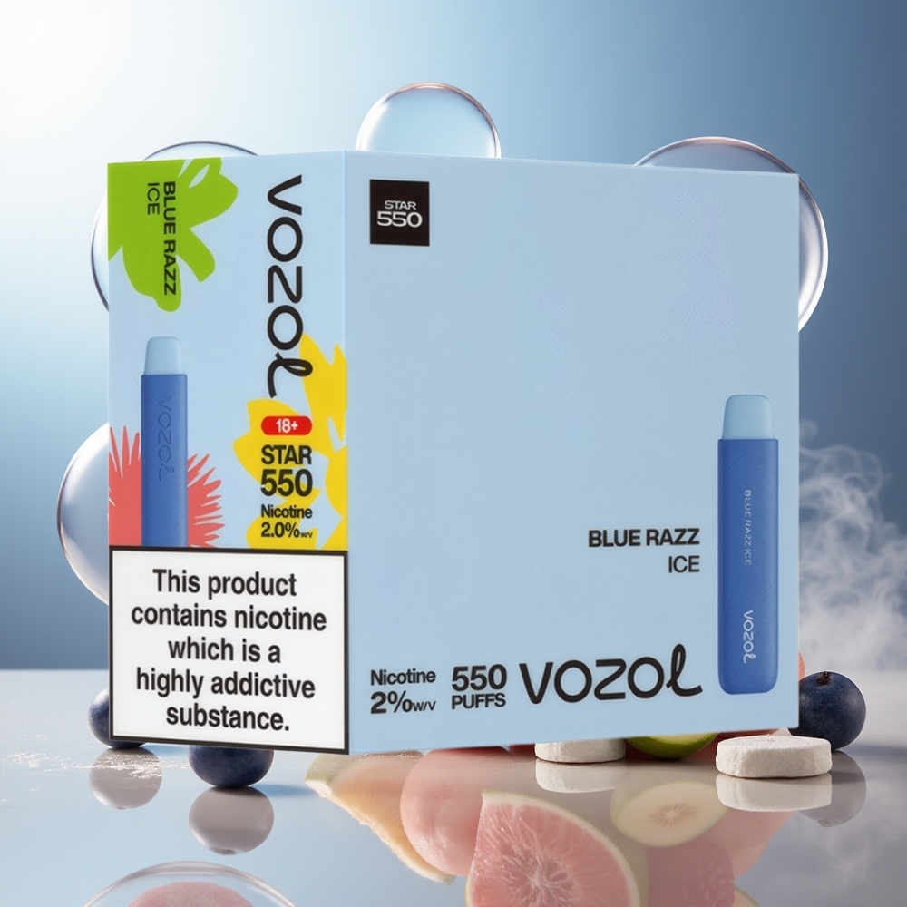 Partihandel Sverige VOZOL STAR 550 Nedbrytbar Blå Hallon Is 2ML 450mAh 20mg