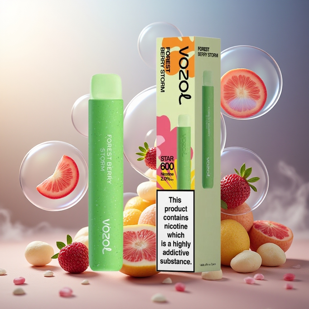 Partihandel Sverige VOZOL STAR 600 Engångs Ecigg Skogsbär Storm 2ML 600 puffar Mesh Coil