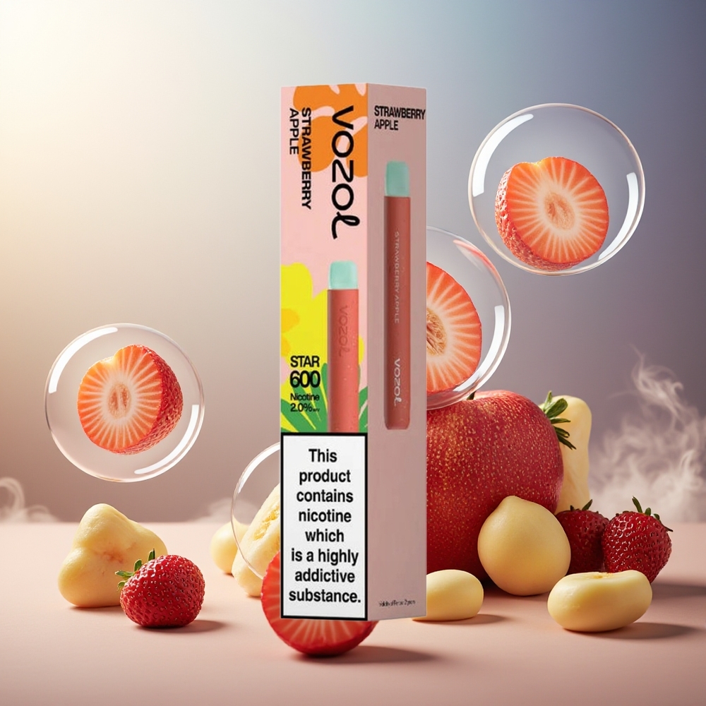 Partihandel Sverige VOZOL STAR 600 Engångs Vape Jordgubb Äpple 2ML 600 puffar