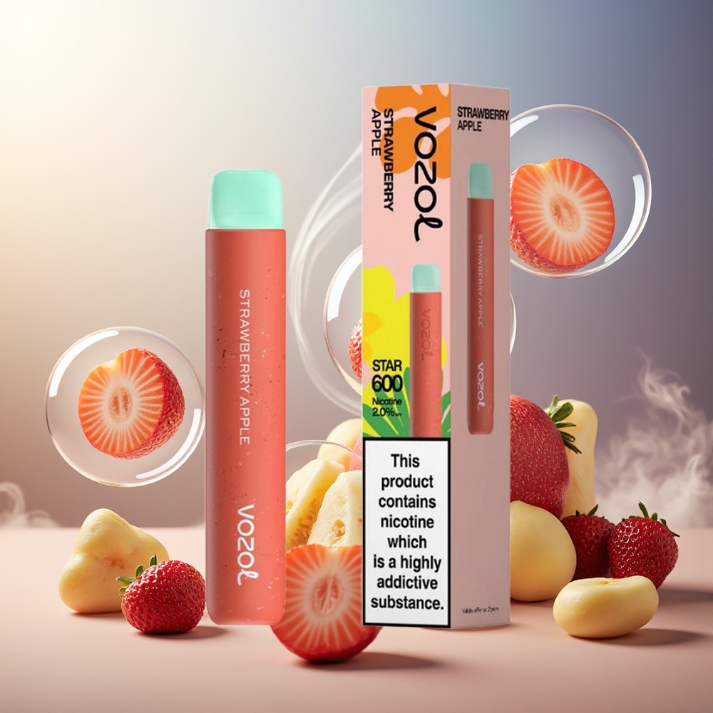 Partihandel Sverige VOZOL STAR 600 Engångs Vape Jordgubb Äpple 2ML 600 puffar
