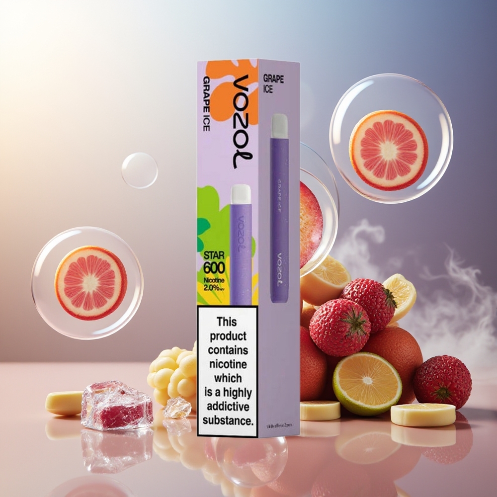Partihandel Sverige VOZOL STAR 600 Engångs Vape Vindruvais 2ML 500mAh 600 puffar