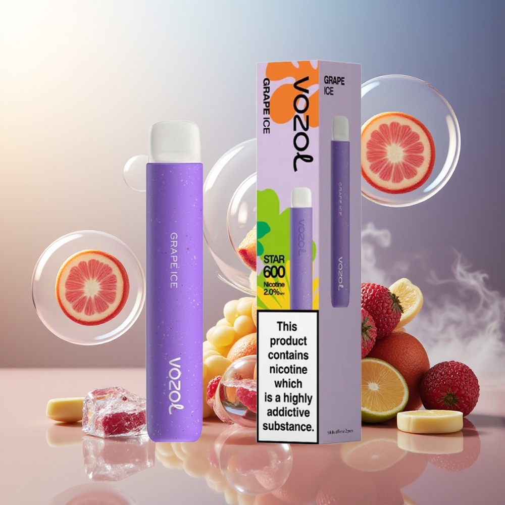 Partihandel Sverige VOZOL STAR 600 Engångs Vape Vindruvais 2ML 500mAh 600 puffar