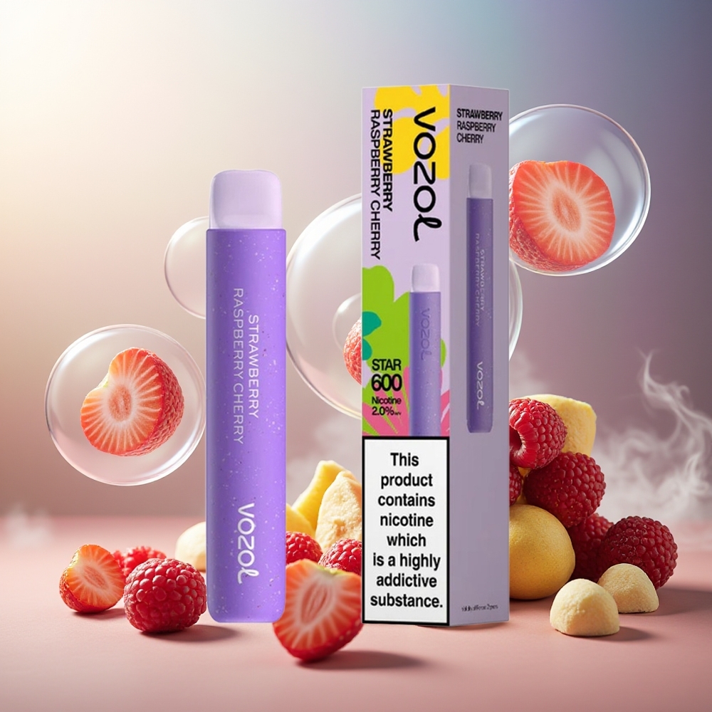 Partihandel Sverige VOZOL STAR 600 Jordgubb Hallon Körsbär Disposable 2ML 600 Puffs