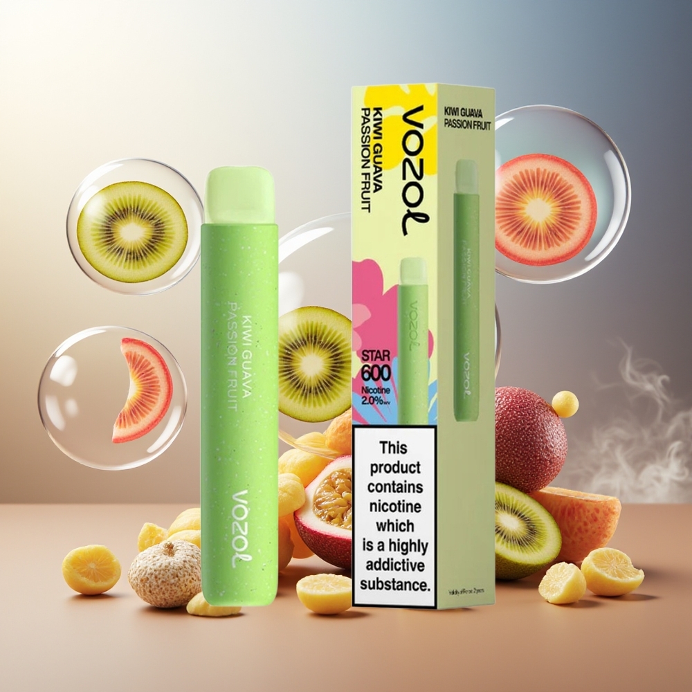 Partihandel Sverige VOZOL STAR 600 Kiwi Guava Passionsfrukt 2ML 600 Puffar Mesh Coil