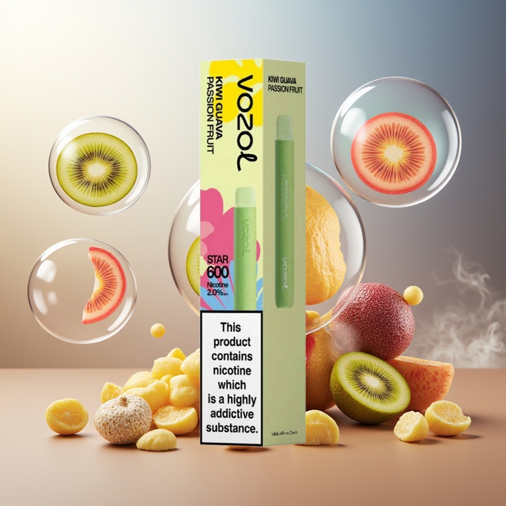 Partihandel Sverige VOZOL STAR 600 Kiwi Guava Passionsfrukt 2ML 600 Puffar Mesh Coil