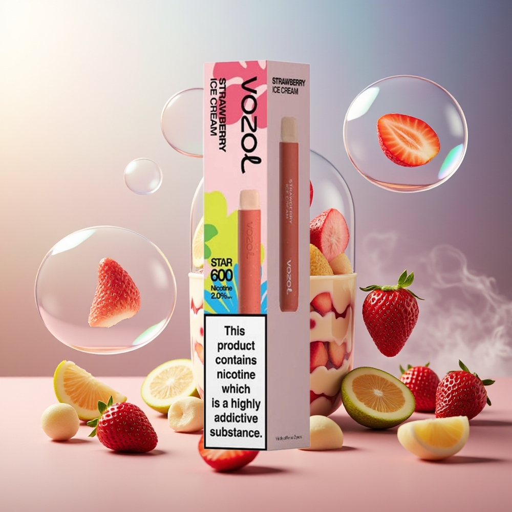 Partihandel Sverige VOZOL STAR 600 puffar Jordgubb Glass 2ML 500mAh