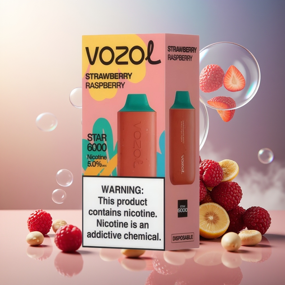 Partihandel Sverige VOZOL STAR 6000 14ML 50mg Jordgubb Hallon