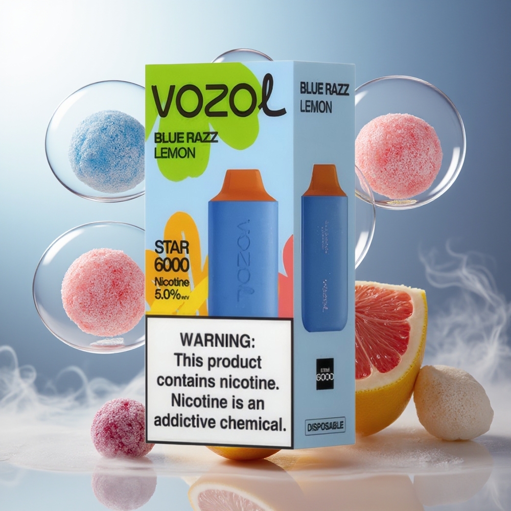 Partihandel Sverige VOZOL STAR 6000 Blå Hallon Citron 14ML 6000 Puffar