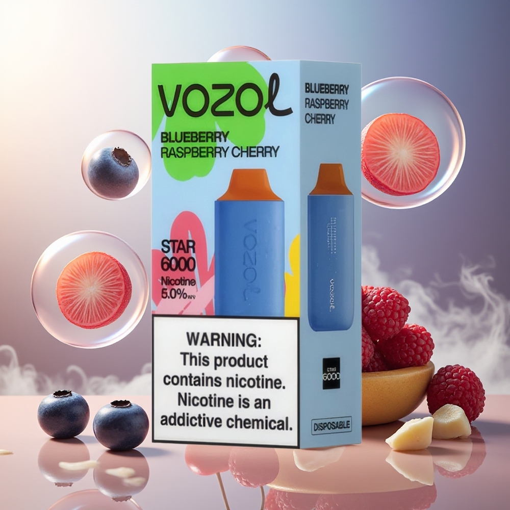 Partihandel Sverige VOZOL STAR 6000 Engångs 14ML Typ-C Blåbär Hallon Körsbär