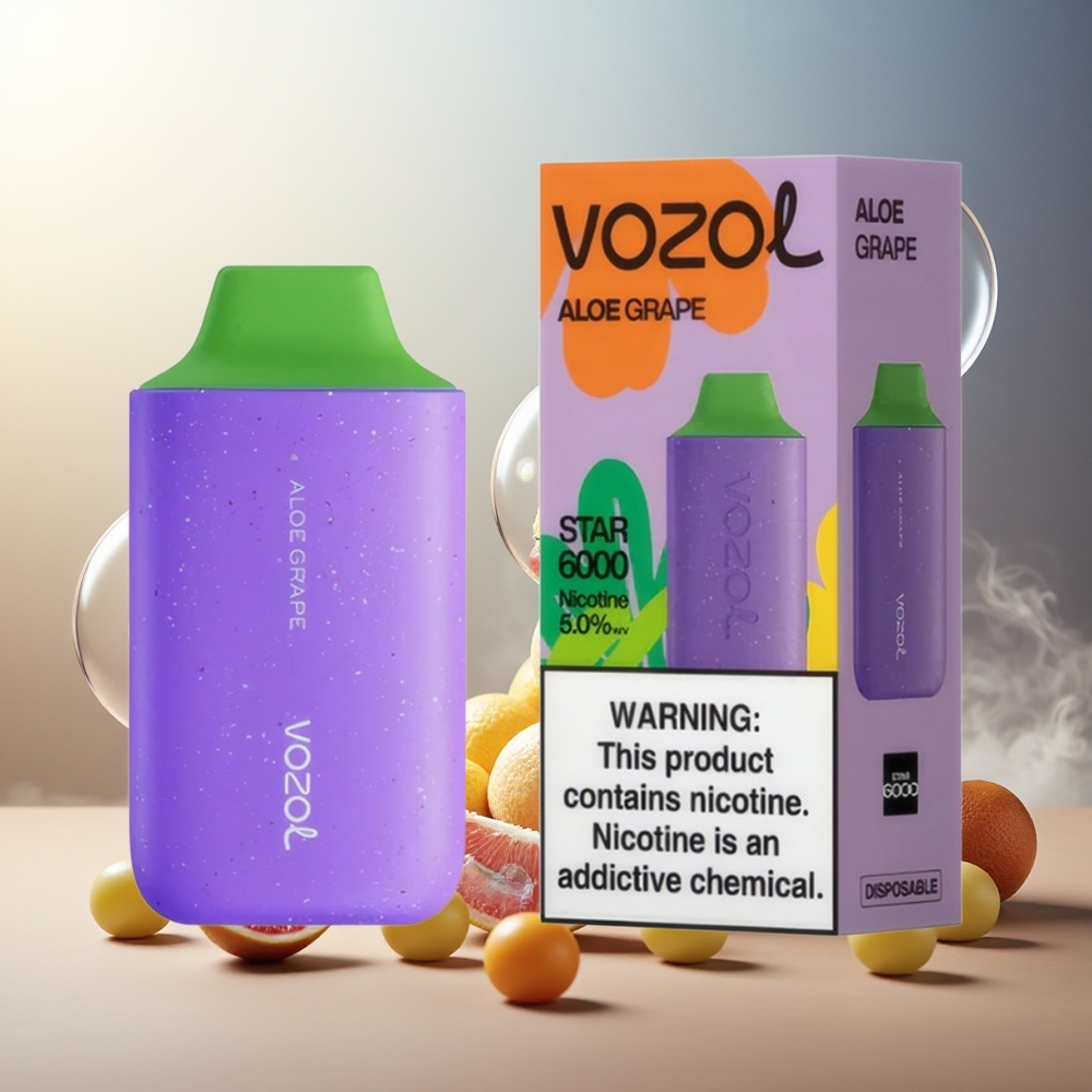 Partihandel Sverige VOZOL STAR 6000 Engångs Aloe Druva 14ML Typ-C 500mAh 6000 Puffar