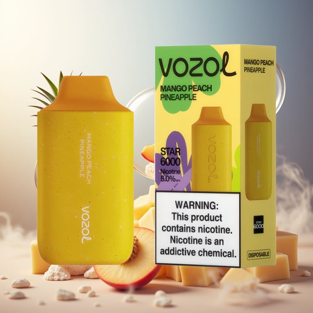 Partihandel Sverige VOZOL STAR 6000 Engångs Ecigg Mango Persika Ananas 14ML 6000 Puffar