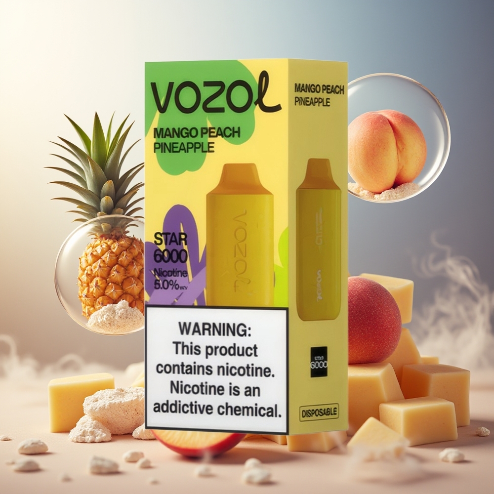 Partihandel Sverige VOZOL STAR 6000 Engångs Ecigg Mango Persika Ananas 14ML 6000 Puffar