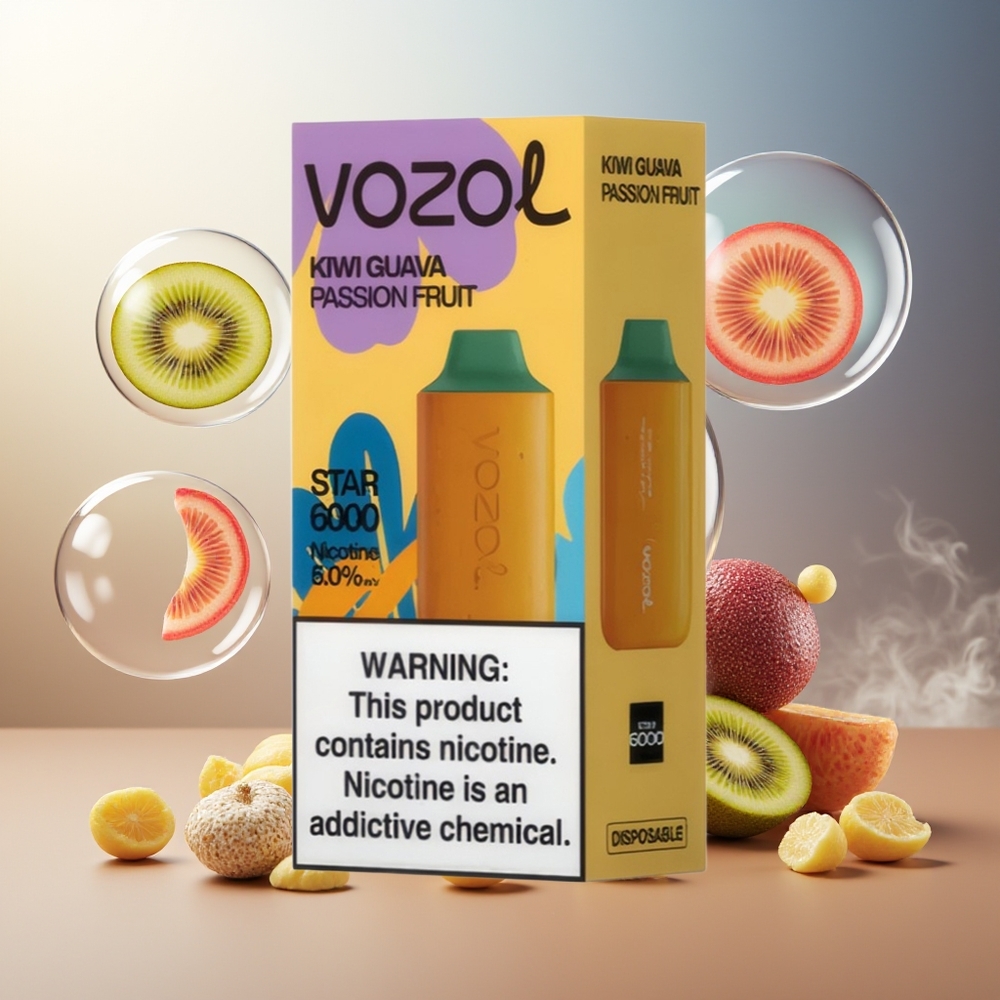 Partihandel Sverige VOZOL STAR 6000 Engångs Vape Kiwi Guava Passionfrukt 6000 Puffar Typ-C