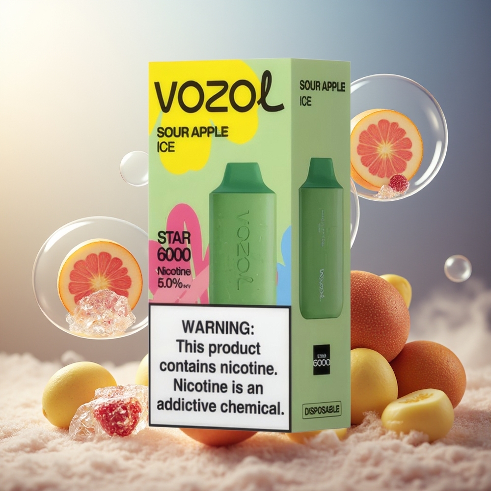 Partihandel Sverige VOZOL STAR 6000 Engångs Vape Suräpple Is 14ML 6000 Puffar