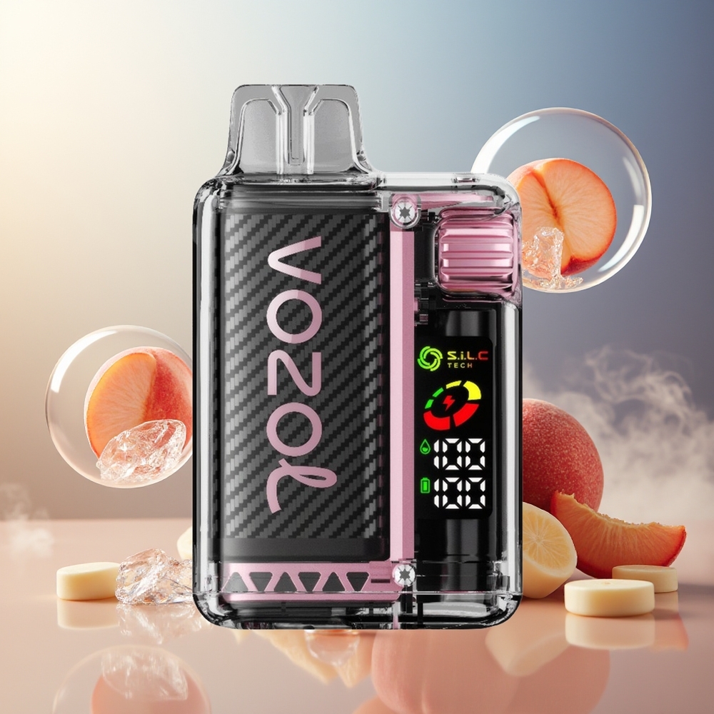 Partihandel Sverige VOZOL Vista 20000 Puffs Återanvändbar E-Kit Persika Is OLED Skärm MCU Chip 650mAh