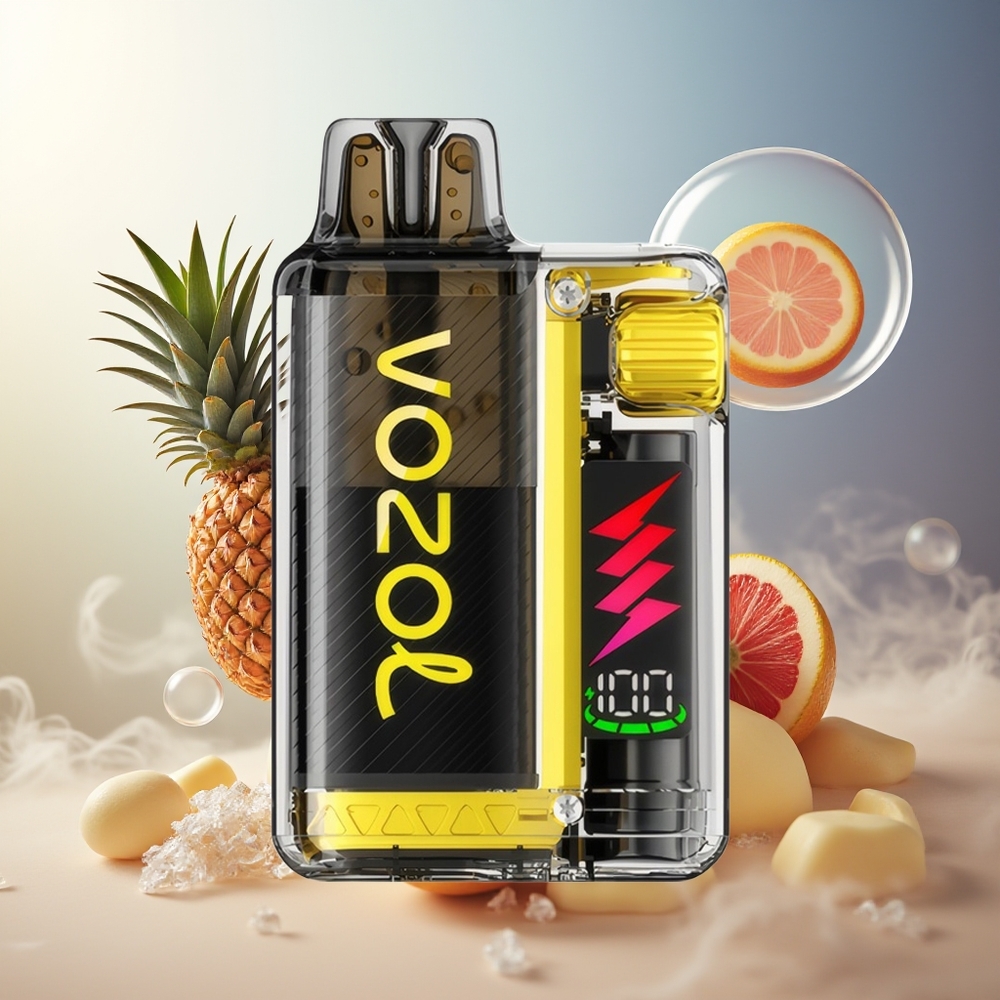 Partihandel Sverige VOZOL VISTA PLUG 6000/10000 Engångs Vape Ananas Citron 360° Smakfrihet 4-Nivå Effektkontroll Synlig E-Vätska 650mAh