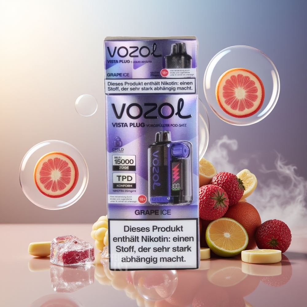 Partihandel Sverige VOZOL VISTA PLUG 6000/10000 Engångs Vape Druvis Is 360° Smakfrihet 650mAh