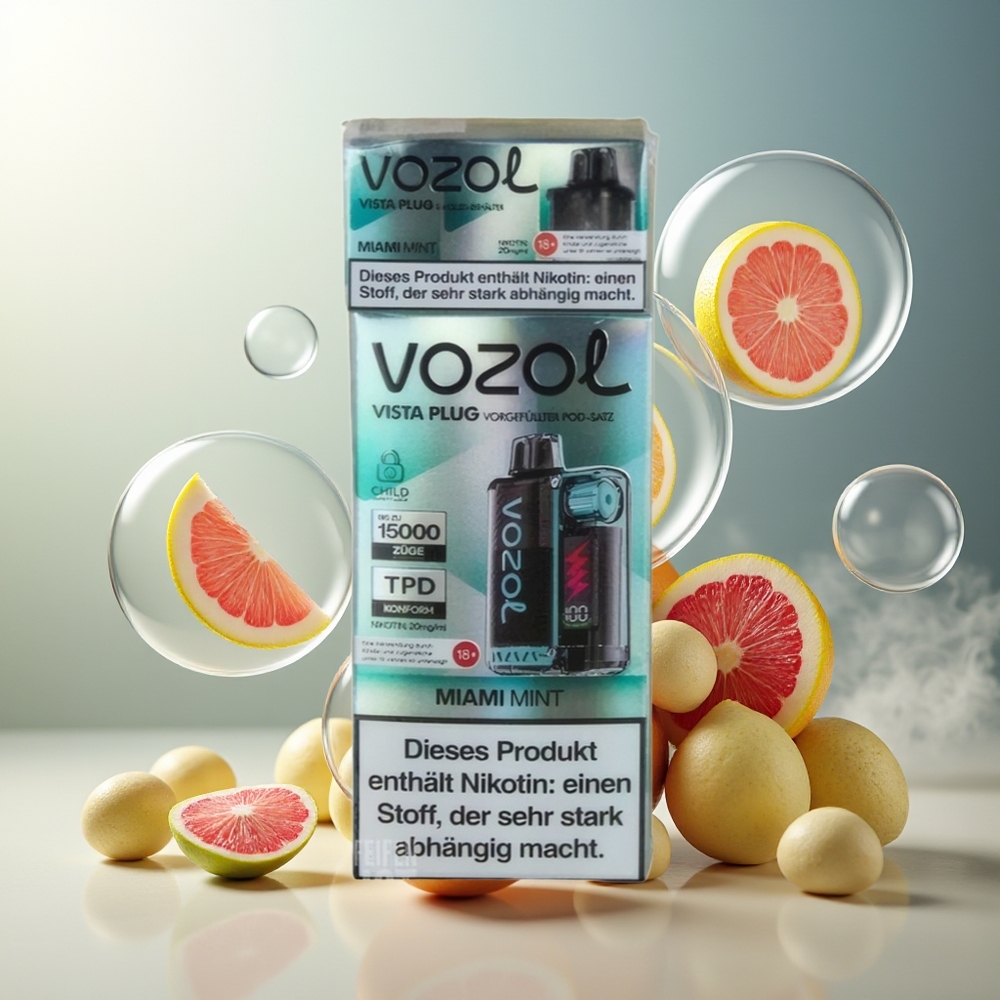 Partihandel Sverige VOZOL VISTA PLUG 6000/10000 Engångs Vape Miami Mynta 360° Smakfrihet 650mAh