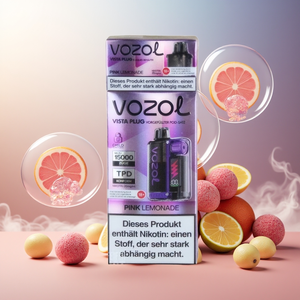 Partihandel Sverige VOZOL VISTA PLUG 6000/10000 Engångs Vape Rosa Citronad med 26 Smaker och 650mAh