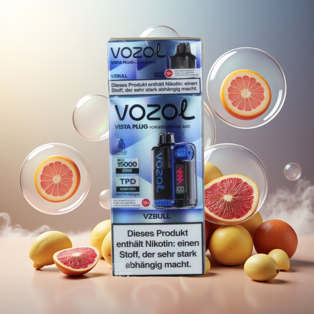 Partihandel Sverige VOZOL VISTA PLUG 6000/10000 Vzbull 26 Smaker 360° Smakfrihet 4-Nivå Effektkontroll Synlig E-Vätska 650mAh